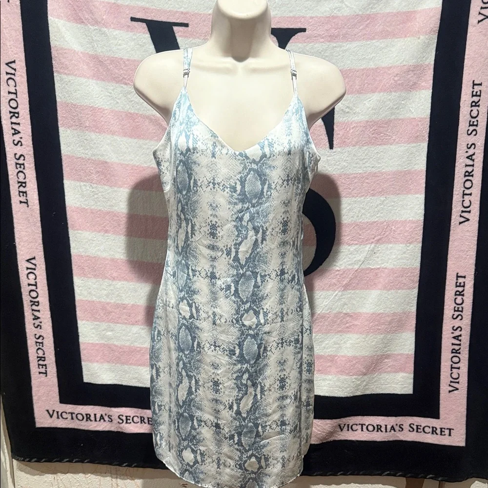 Blue Snake Print Slip Dress - Picture 1 of 4